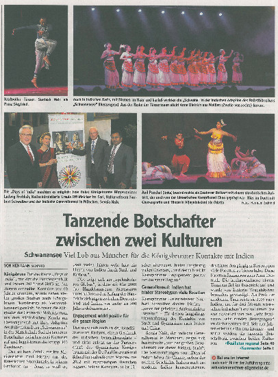 Zeitungsartikel  "Tanzende Botschafter zwischen zwei Kulturen"